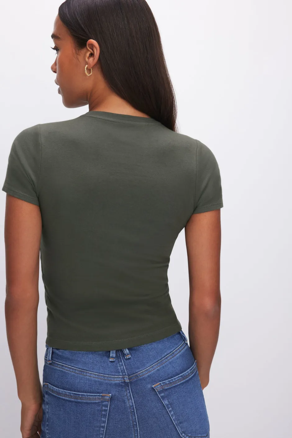 Good American Tops | Tees & Tanks<SUPER STRETCH BABY TEE Fatigue001
