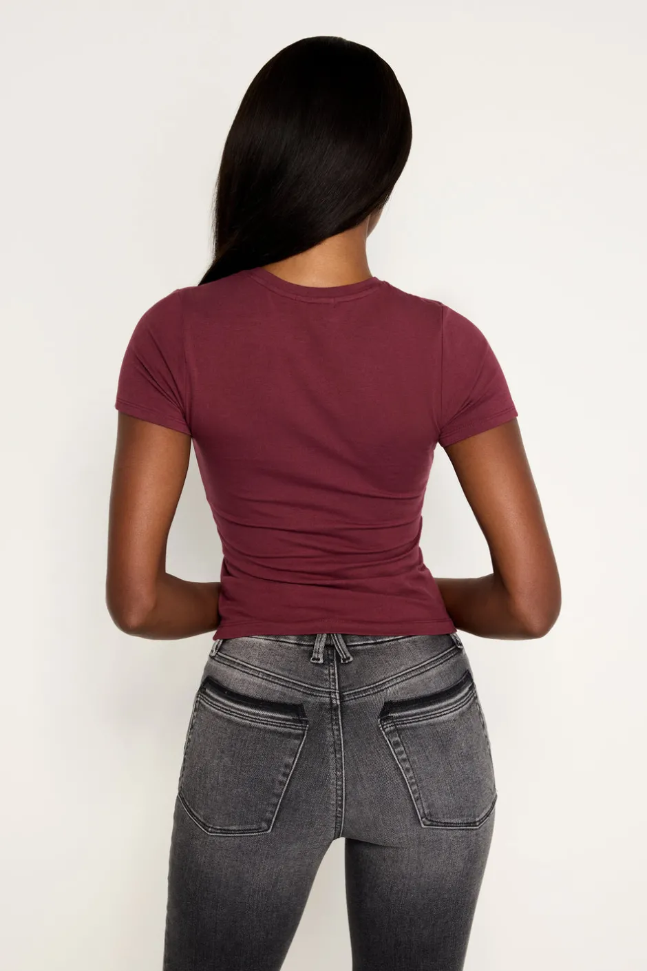 Good American Tops | Tees & Tanks<SUPER STRETCH BABY TEE Oxblood002