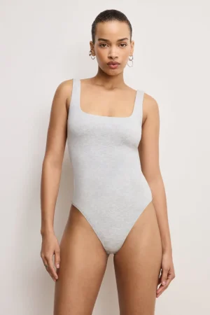 Good American Tops | Bodysuits<SUPER STRETCH MODERN TANK BODYSUIT Heather grey001