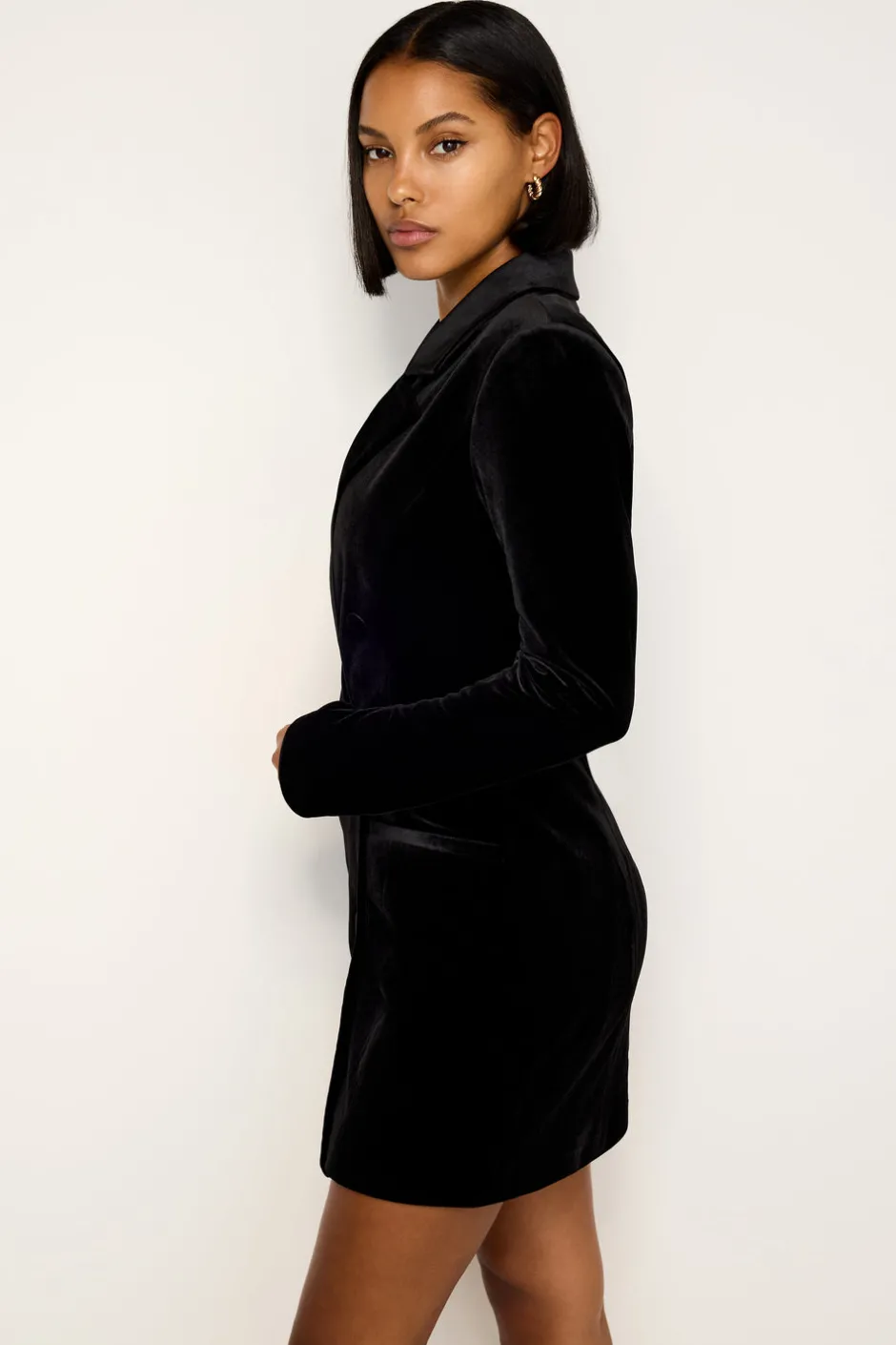 Good American Dresses<VELVET BLAZER MINI DRESS Black001