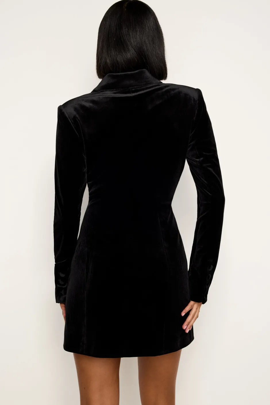 Good American Dresses<VELVET BLAZER MINI DRESS Black001