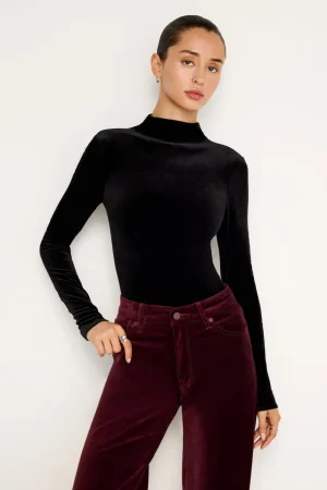 Good American Tops | Bodysuits<VELVET BODYSUIT Black001