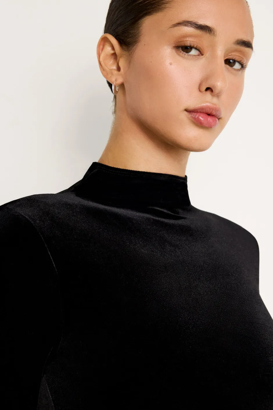 Good American Tops | Bodysuits<VELVET BODYSUIT Black001