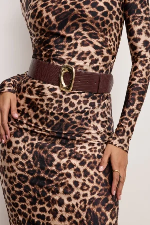 Good American Belts<WIDE OVAL BUCKLE BELT Brown lizard rint001